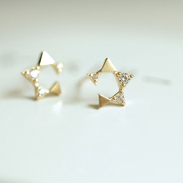 Peris Gems 7 / Gold Sterling Diamond Stud Earrings for Women | 14K Gold Earrings SHEIN Amazon Temu