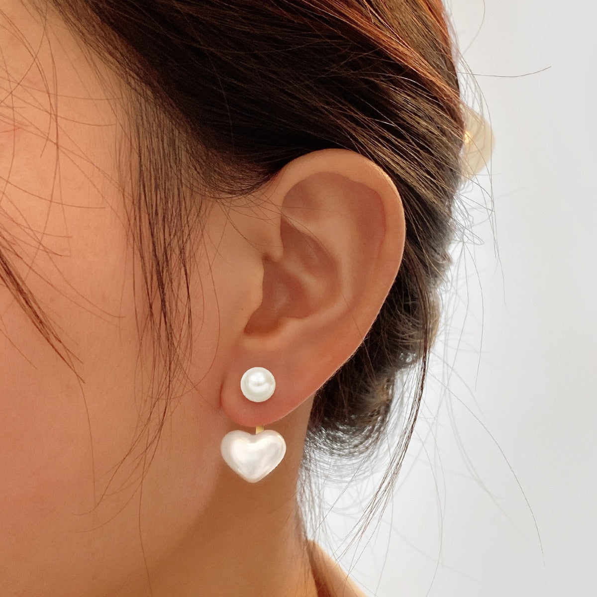 Peris Gems 7 Pearl Heart Stud Earrings for Women | Gold Love Dangle Earrings Pearl Heart Stud Earrings for Women Gold Love Dangle Earring SHEIN Amazon Temu