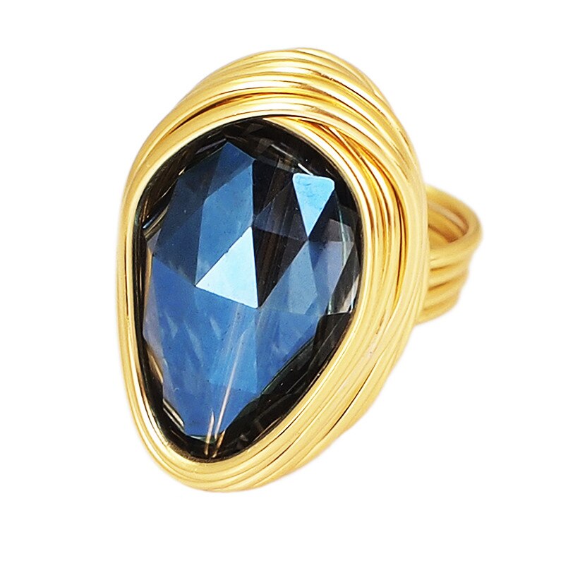 Peris Gems 7 / R062 Blue Big Diamond Oval Crystal Rings for Women | Irregular Gold Party Rings for Women SHEIN Amazon Temu