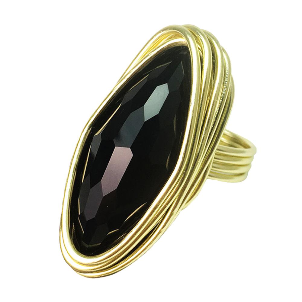 Peris Gems 7 / R063 Black Big Diamond Oval Crystal Rings for Women | Irregular Gold Party Rings for Women SHEIN Amazon Temu