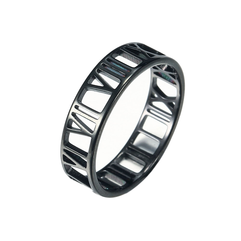 Peris Gems 7 / Roman Numerals Black Skyrim Style Stainless Steel Rings - Men Women Casual Jewelry Rings SHEIN Amazon Temu