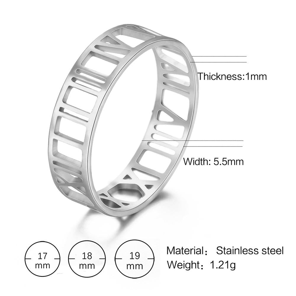 Peris Gems 7 / Roman Numerals Steel Skyrim Style Stainless Steel Rings - Men Women Casual Jewelry Rings SHEIN Amazon Temu
