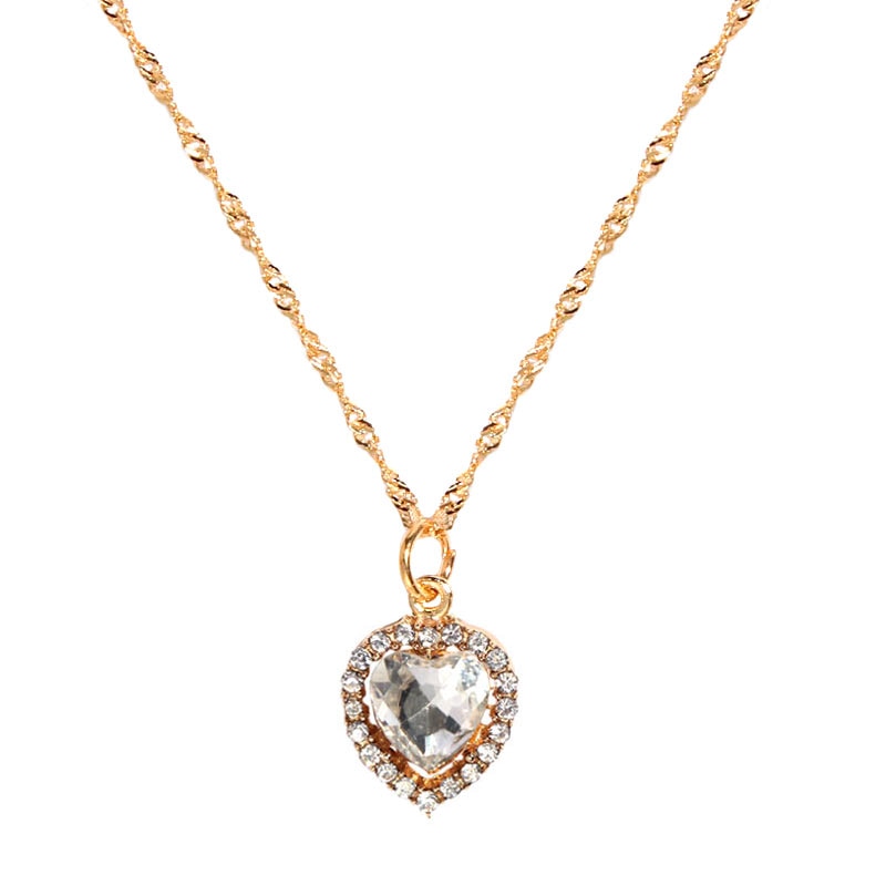 Peris Gems 7 Shiny Heart Crystal Pendant Necklace for Women | Gold Love Necklace Shiny Heart Crystal Pendant Necklace | Gold Love Necklace SHEIN Amazon Temu