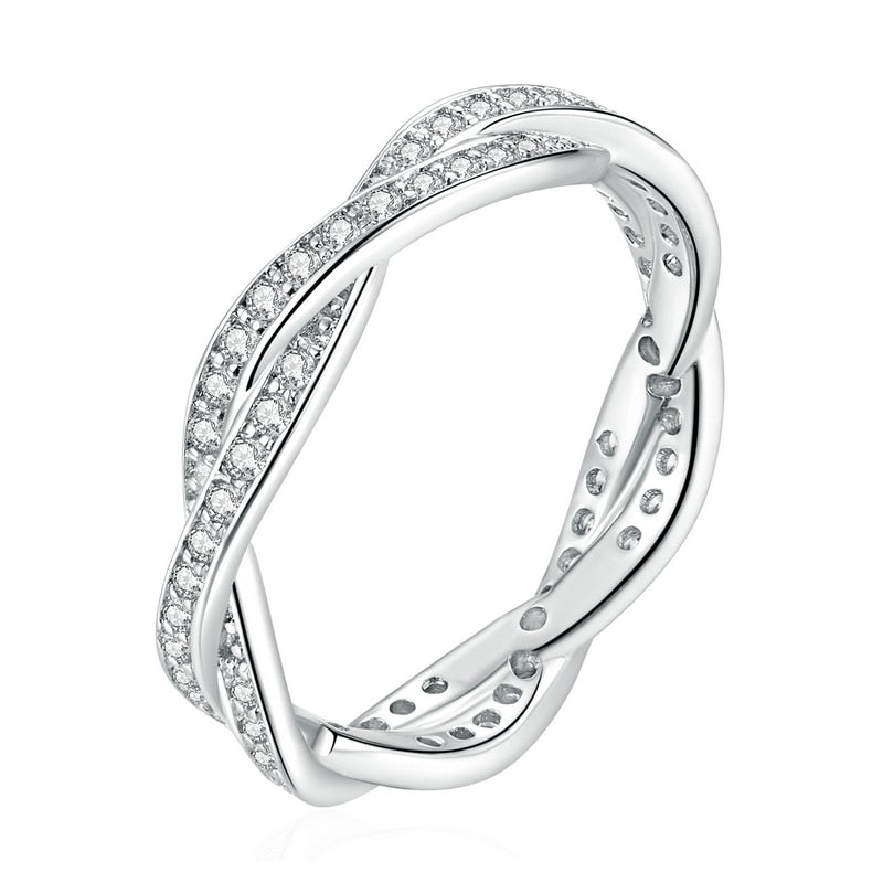 Peris Gems 7 / Silver Twist Of Fate Stackable Ring for Women | Sterling Silver Twisty Diamond Ring for Women SHEIN Amazon Temu