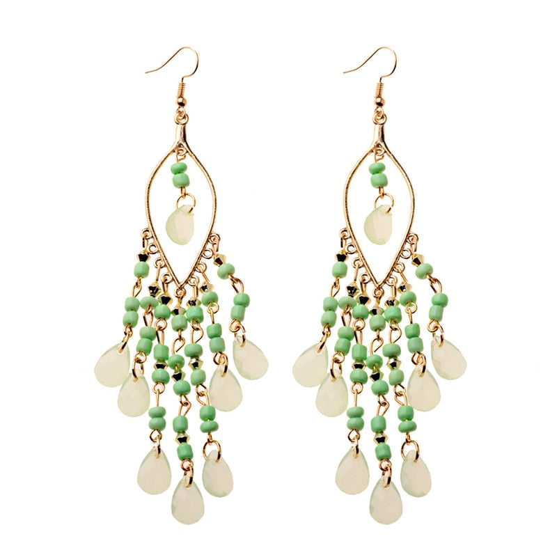 Peris Gems 8 Gold Beaded Long Tassel Earrings for Women | Crystal Dangle Earrings SHEIN Amazon Temu