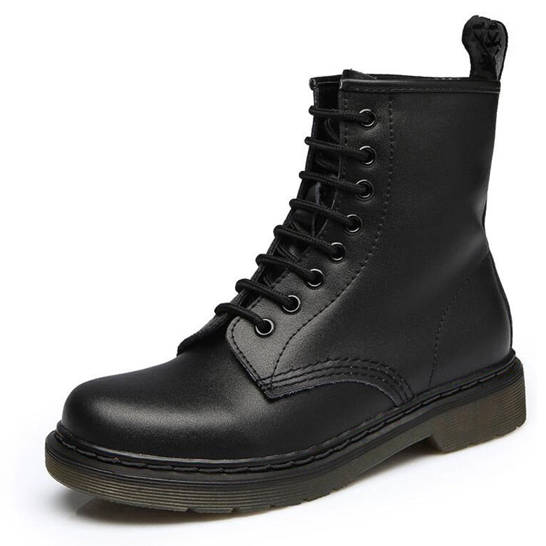 Peris Gems 8 hole black / 35 Leather Ankle Boots for Women | Round Toe Solid Leather Motorcycle Boots Leather Ankle Boots for Women | Round Toe Leather Boots SHEIN Amazon Temu