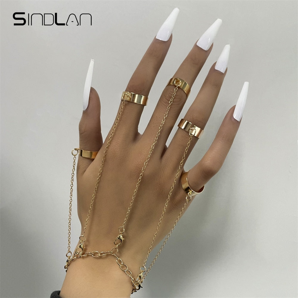 Peris Gems 8 Silver Chain Wrist Emo Bracelets with Rings Unisex SHEIN Amazon Temu