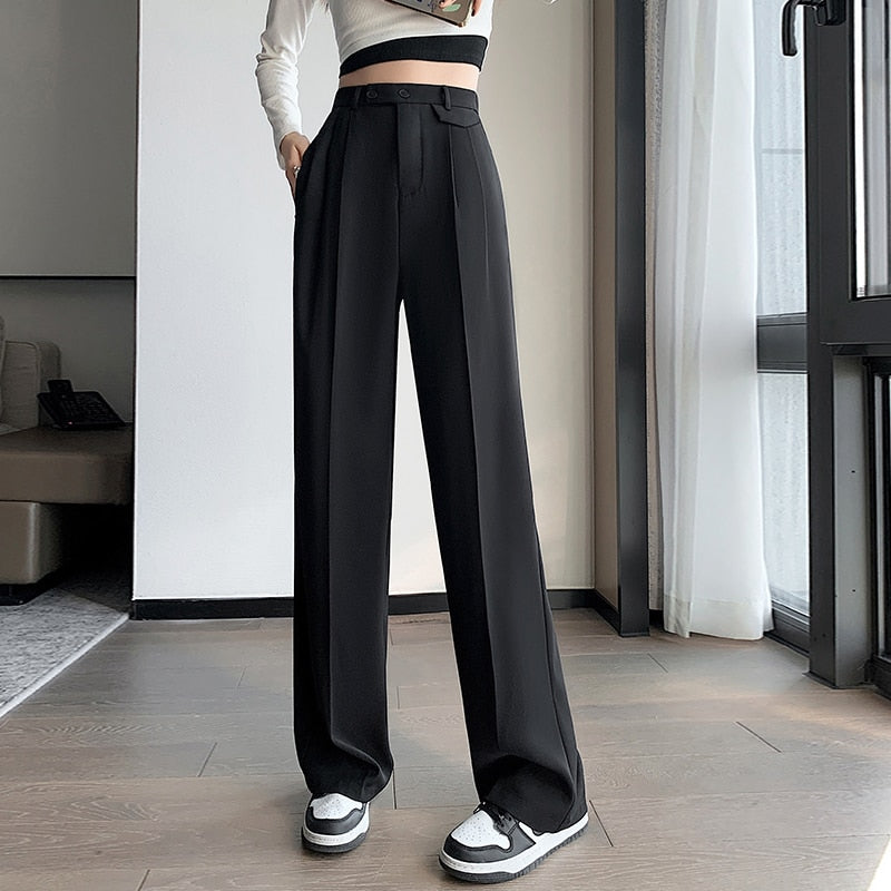 Peris Gems 8012 black long / XS Casual High Waist Wide Leg Long Pants for Women | Loose Pants Casual High Waist Wide Leg Long Pants for Women | Loose Pant SHEIN Amazon Temu