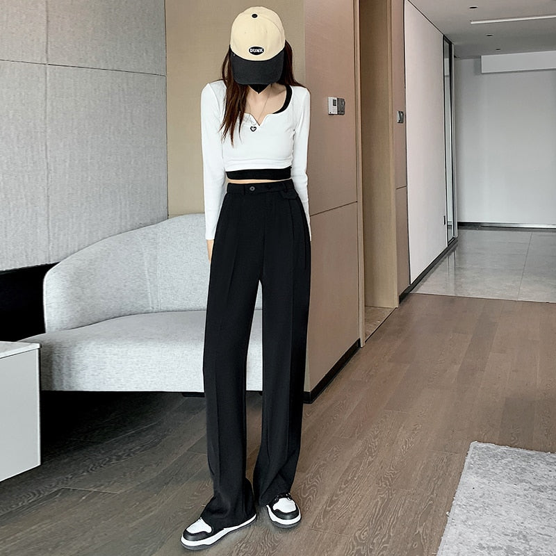 Peris Gems 8012 black regular / XS Casual High Waist Wide Leg Long Pants for Women | Loose Pants Casual High Waist Wide Leg Long Pants for Women | Loose Pant SHEIN Amazon Temu