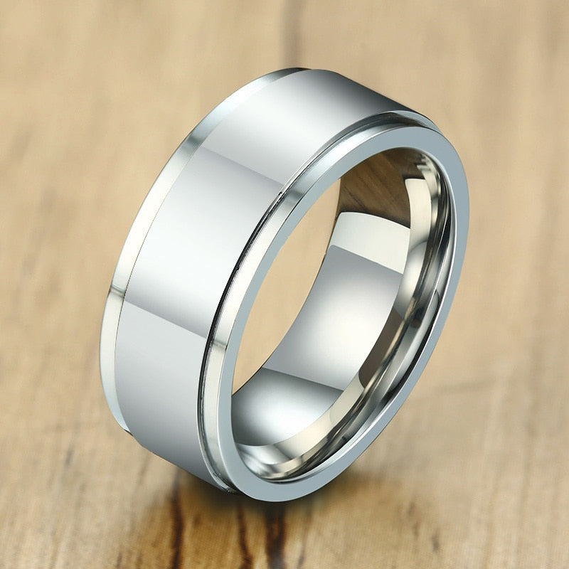 Peris Gems 8mm Glossy Silver / 8 Smooth Stainless-Steel Silver Spinner Ring Unisex SHEIN Amazon Temu