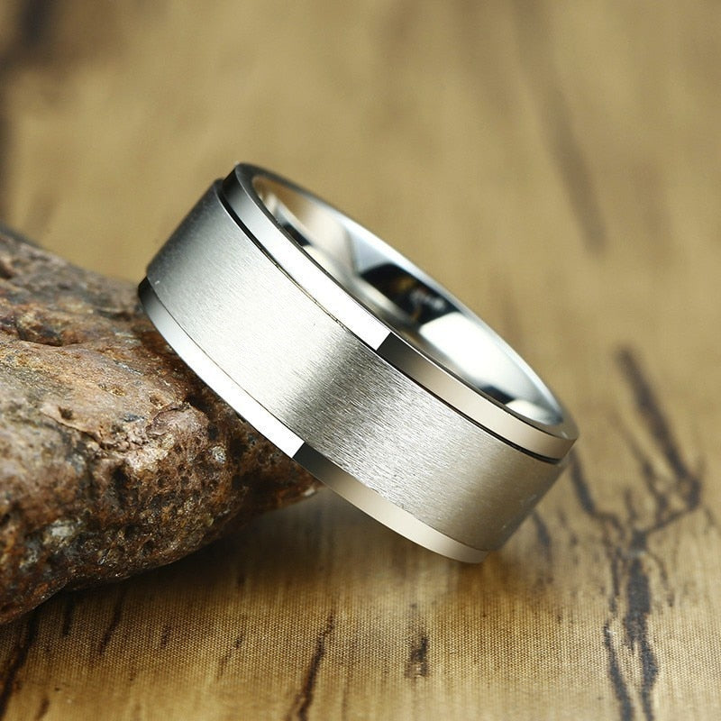 Peris Gems 8mm Silver / 7 Smooth Stainless-Steel Silver Spinner Ring Unisex SHEIN Amazon Temu