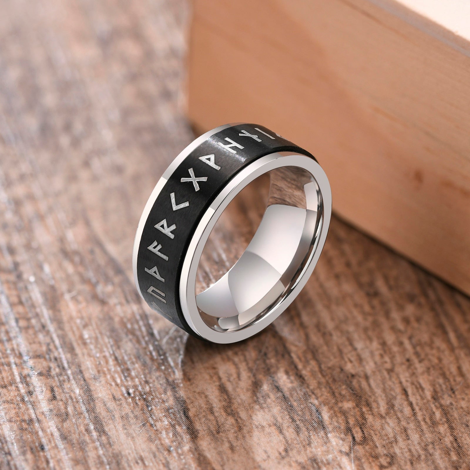 Peris Gems 8mm Viking / 7 Smooth Stainless-Steel Silver Spinner Ring Unisex SHEIN Amazon Temu