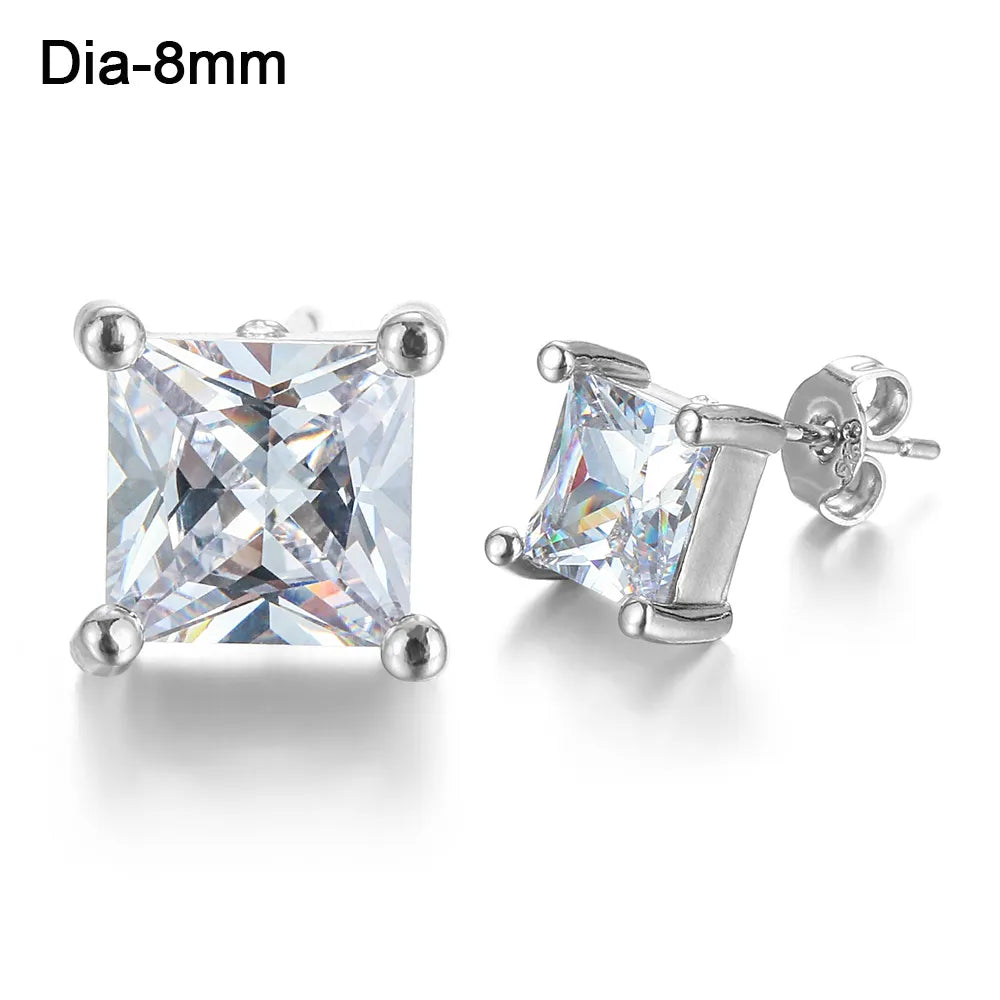 Peris Gems 8MM White Diamond Square Stud Earrings for Women SHEIN Amazon Temu