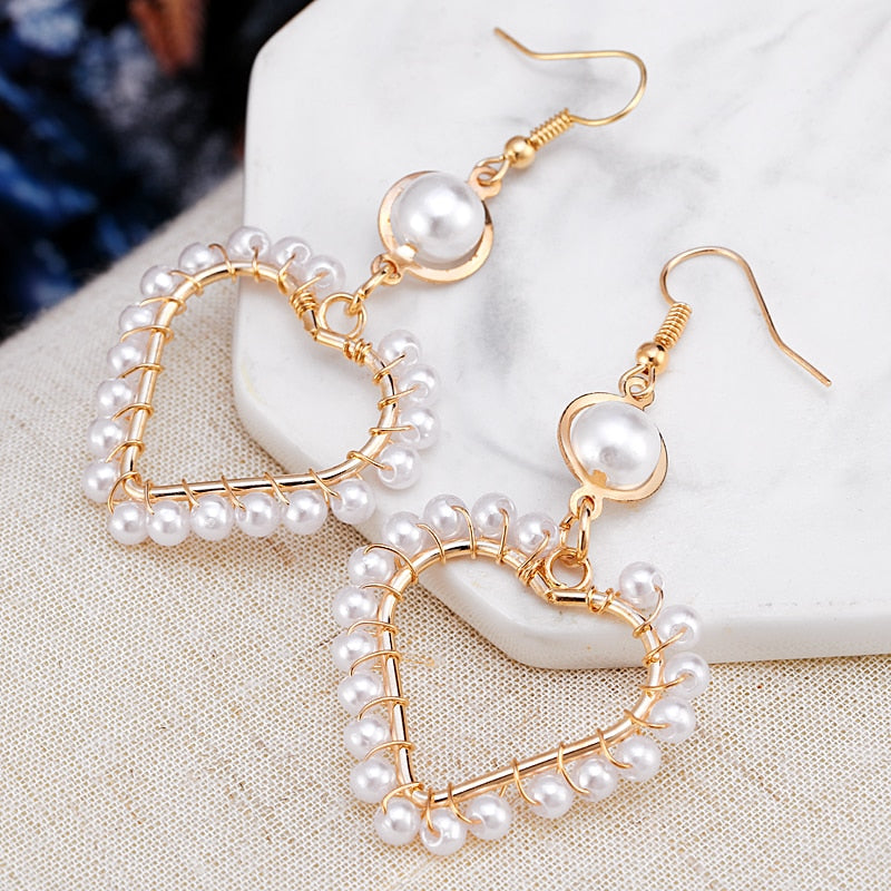 Peris Gems 9 Geometric Gold Pearl Stud Earrings for Women | Gold Bohemian Wedding Earrings Geometric Gold Pearl Stud Earrings for Women SHEIN Amazon Temu