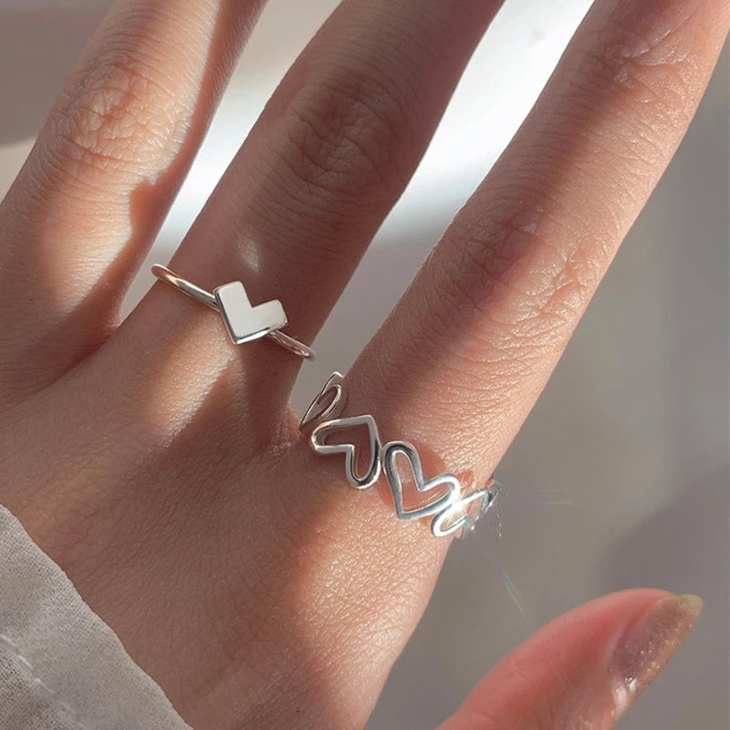 Peris Gems 9 Hollow Heart Adjustable Rings for Women | Gold Silver Collection Hollow Heart Adjustable Rings for Women | Gold Silver SHEIN Amazon Temu