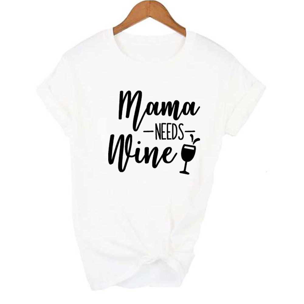 Peris Gems 9 / S Mama Needs Wine Letter Print T Shirt for Women | Short Sleeve Wine Lover Tee Mama Needs Wine Letter Print T Shirt for Women | Wine Lover SHEIN Amazon Temu