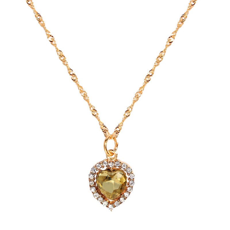 Peris Gems 9 Shiny Heart Crystal Pendant Necklace for Women | Gold Love Necklace Shiny Heart Crystal Pendant Necklace | Gold Love Necklace SHEIN Amazon Temu