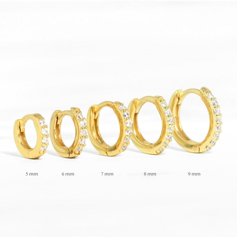 Peris Gems A 1pair / 6mm Round Micro Inlay Gold Hoop Earrings for Women | Silver Gold Diamond Earrings for Women SHEIN Amazon Temu