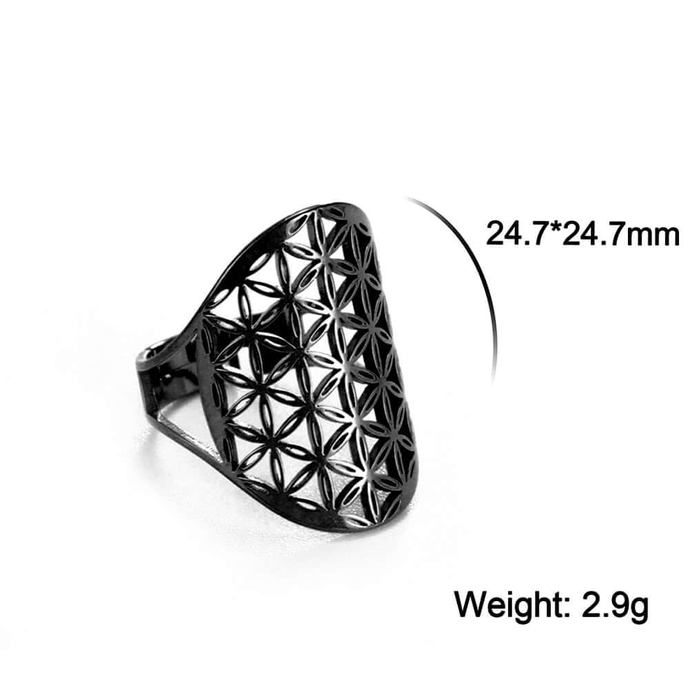 Peris Gems A - Black / Adjustable Adjustable Skyrim Flower of Life Stainless Amulet Ring for Women Adjustable Skyrim Flower of Life Stainless Amulet Ring SHEIN Amazon Temu