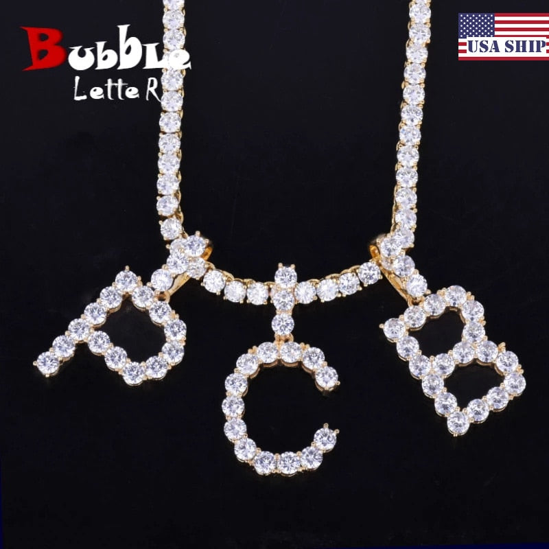 Peris Gems A / Gold / 16inch tennis chain Tennis Chain A-Z Initial Letter Necklace Unisex SHEIN Amazon Temu
