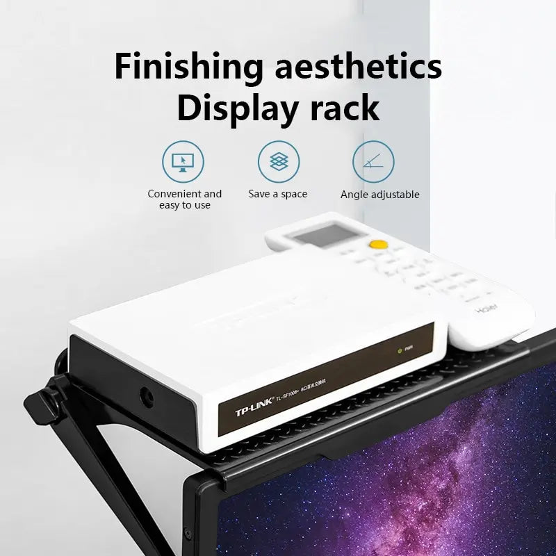 Peris Gems A Punch-Free Computer Monitor Rack Plastic TV Set-Top Box Screen Bracket Router Storage Rack Punch-Free Computer Monitor Rack Plastic TV Set-Top Box Screen Bracket Router Storage Rack SHEIN Amazon Temu