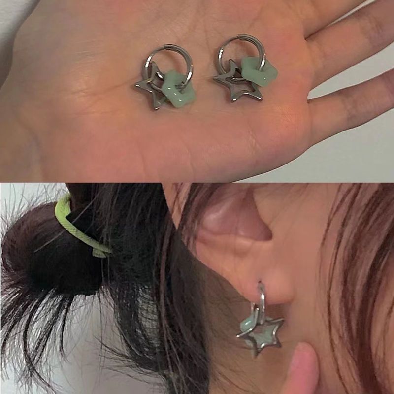 Peris Gems A Silver Double Star Stud Earrings | Women&