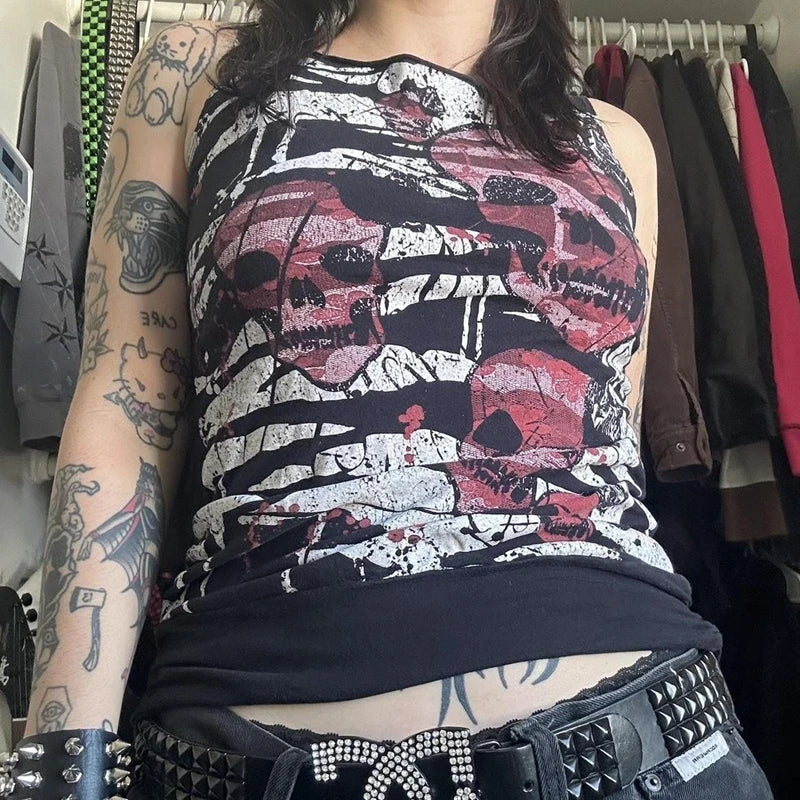 Peris Gems A / XL E-girl Gothic Cyber Mall Streetwear Y2K Grunge Skull Emo Tank Tops Women Sleeveless Vest 2000s Retro Graphic Kawaii Crop Tops E-girl Gothic Cyber Mall Streetwear Y2K Grunge Skull Emo Tank Tops Women Sleeveless Vest 2000s Retro Graphic Kawaii Crop Tops SHEIN Amazon Temu