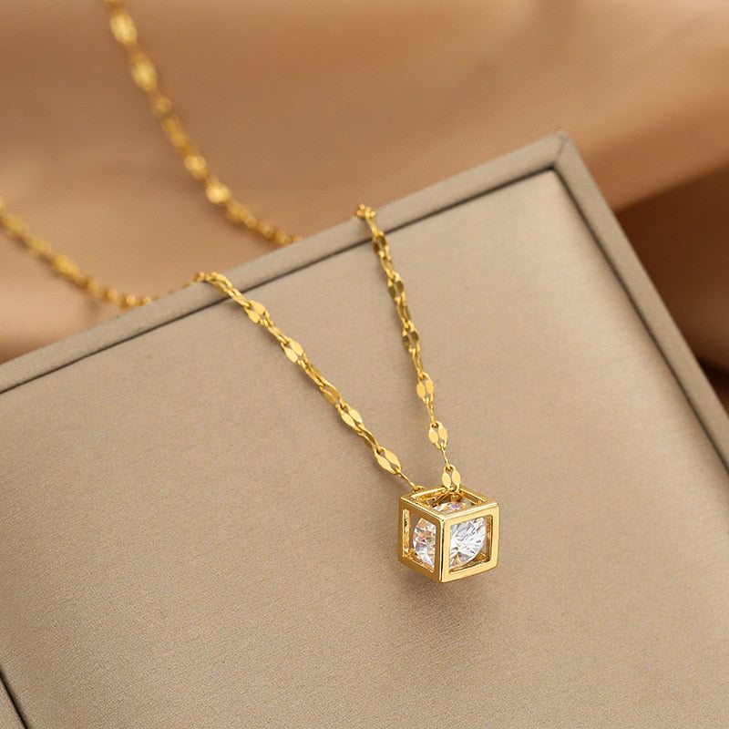 Peris Gems A01 Gold Diamond Necklace Collection for Women | Stainless Steel Mermaid Heart Butterfly Sunflower Gold Diamond Necklace Collection for Women | Stainless Steel SHEIN Amazon Temu