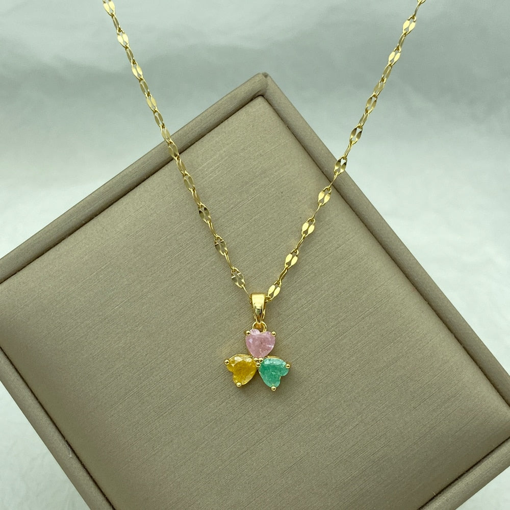 Peris Gems A02 Gold Diamond Necklace Collection for Women | Stainless Steel Mermaid Heart Butterfly Sunflower Gold Diamond Necklace Collection for Women | Stainless Steel SHEIN Amazon Temu