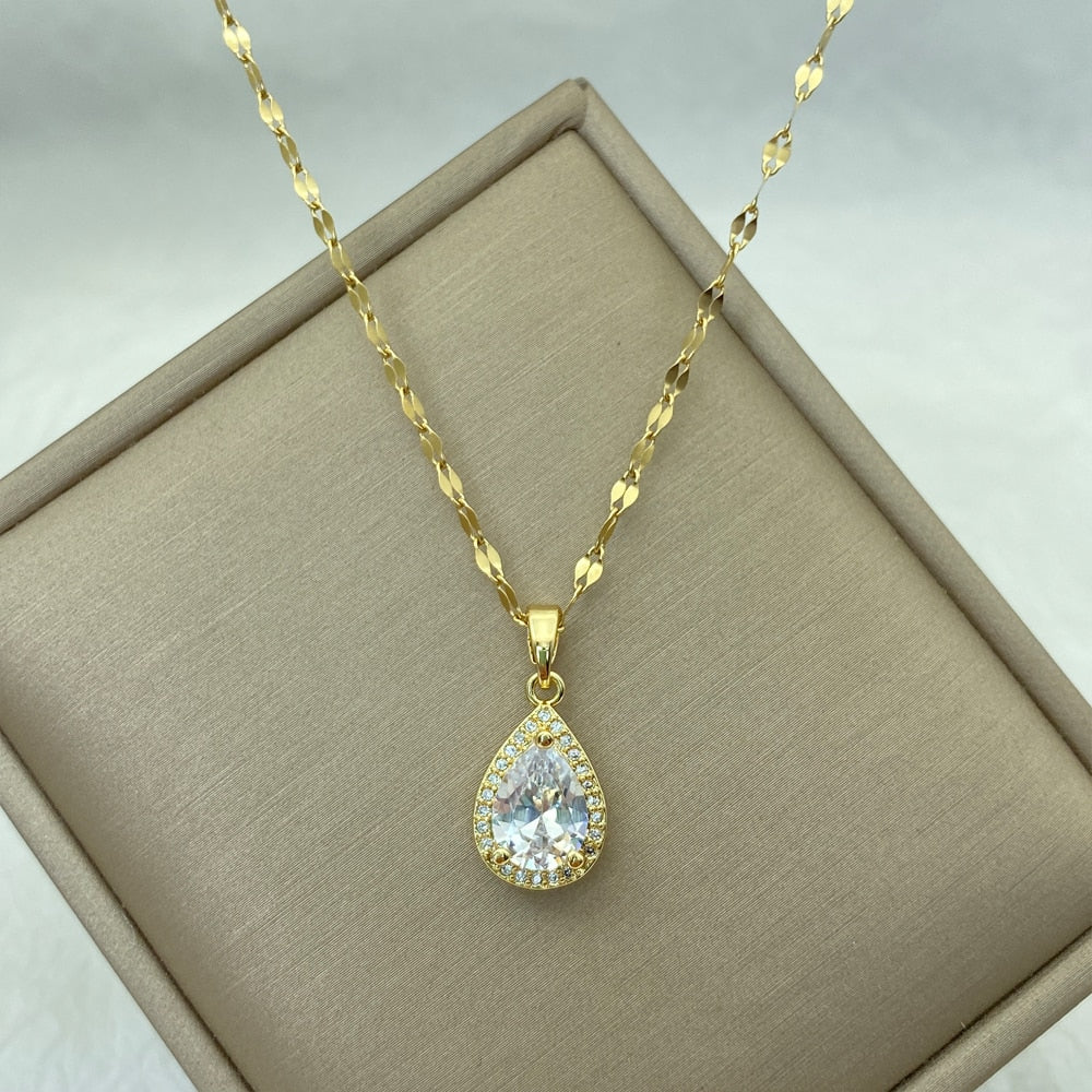 Peris Gems A10 Gold Diamond Necklace Collection for Women | Stainless Steel Mermaid Heart Butterfly Sunflower Gold Diamond Necklace Collection for Women | Stainless Steel SHEIN Amazon Temu