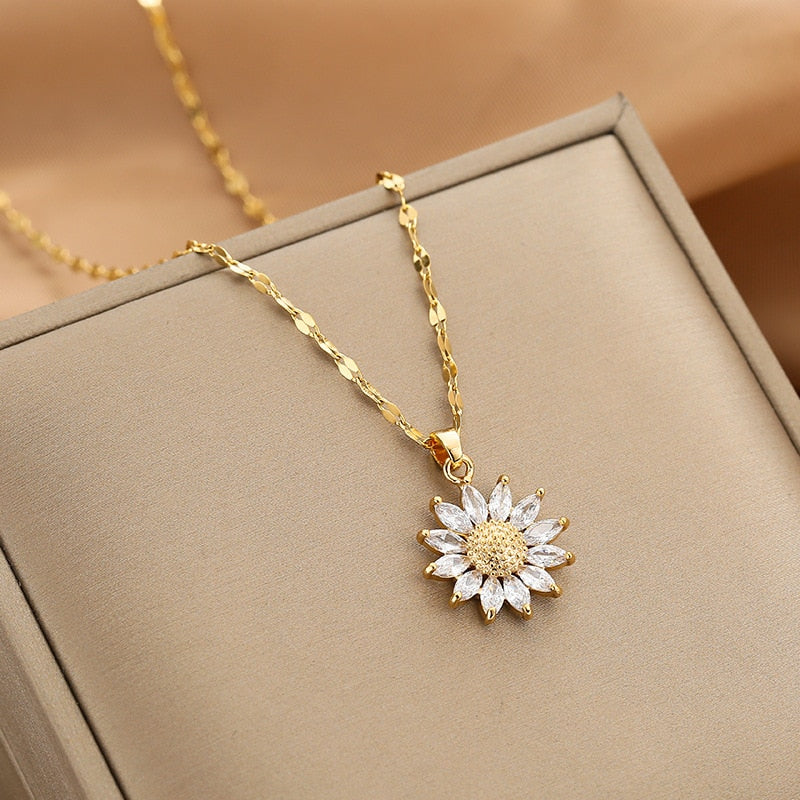 Peris Gems A11 Gold Diamond Necklace Collection for Women | Stainless Steel Mermaid Heart Butterfly Sunflower Gold Diamond Necklace Collection for Women | Stainless Steel SHEIN Amazon Temu