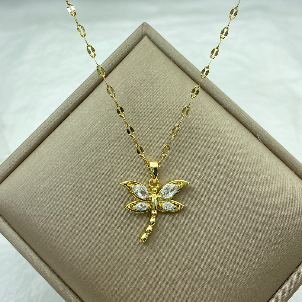 Peris Gems A18 Gold Diamond Necklace Collection for Women | Stainless Steel Mermaid Heart Butterfly Sunflower Gold Diamond Necklace Collection for Women | Stainless Steel SHEIN Amazon Temu