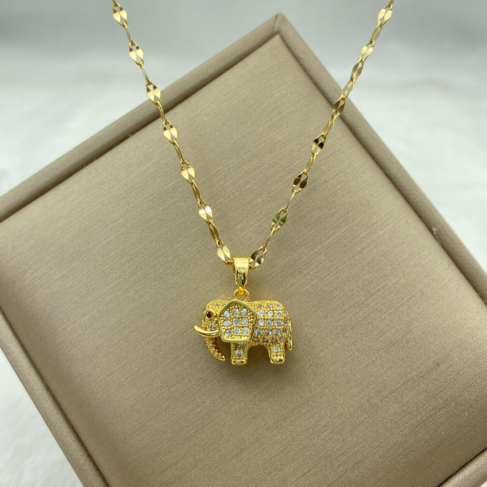 Peris Gems A19 Gold Diamond Necklace Collection for Women | Stainless Steel Mermaid Heart Butterfly Sunflower Gold Diamond Necklace Collection for Women | Stainless Steel SHEIN Amazon Temu