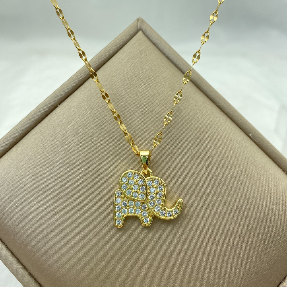 Peris Gems A28 Gold Diamond Necklace Collection for Women | Stainless Steel Mermaid Heart Butterfly Sunflower Gold Diamond Necklace Collection for Women | Stainless Steel SHEIN Amazon Temu