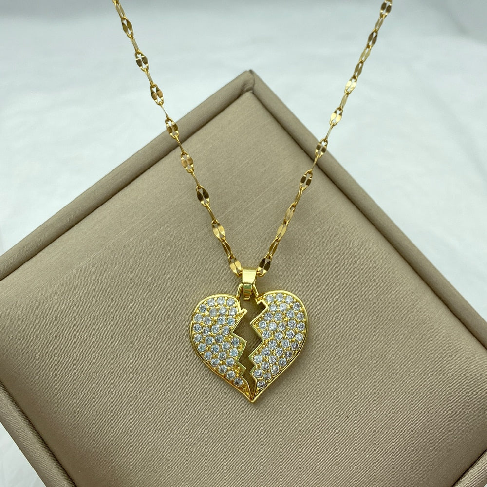 Peris Gems A32 Gold Diamond Necklace Collection for Women | Stainless Steel Mermaid Heart Butterfly Sunflower Gold Diamond Necklace Collection for Women | Stainless Steel SHEIN Amazon Temu
