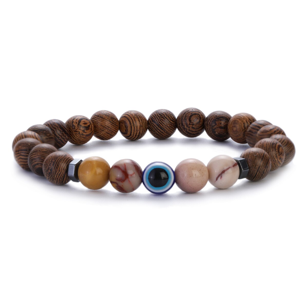 Peris Gems ABJ066-5 Natural 8mm Wodd Bead Bracelets Unisex | Meditation Bracelet SHEIN Amazon Temu