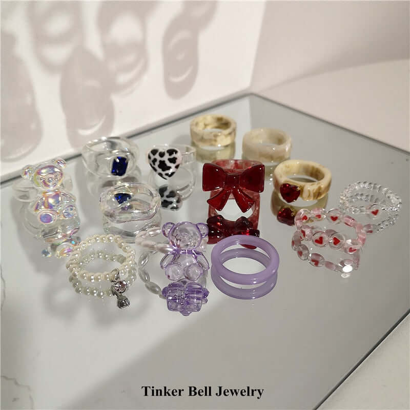 Peris Gems Acrylic Candy Bear Heart Rings Collection for Women SHEIN Amazon Temu