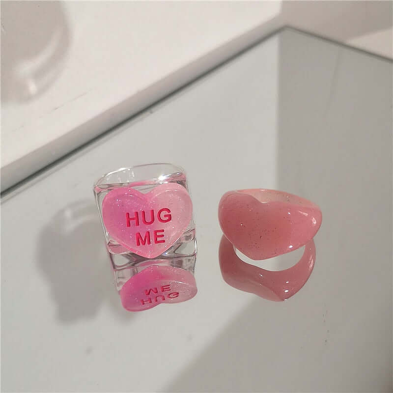 Peris Gems Acrylic Candy Bear Heart Rings Collection for Women SHEIN Amazon Temu
