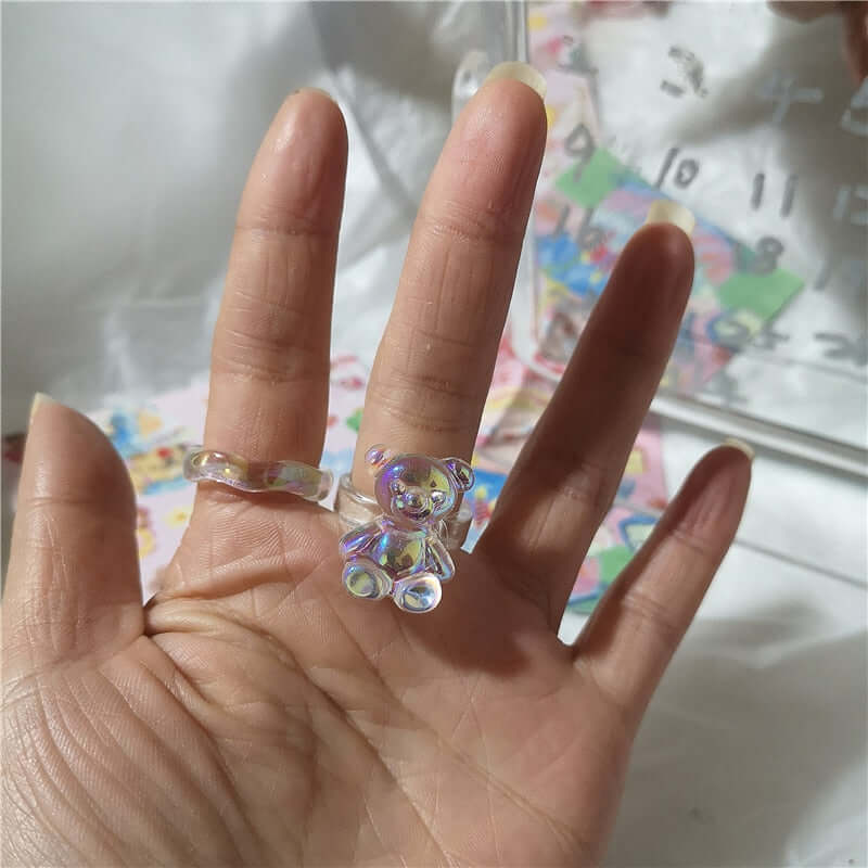 Peris Gems Acrylic Candy Bear Heart Rings Collection for Women SHEIN Amazon Temu