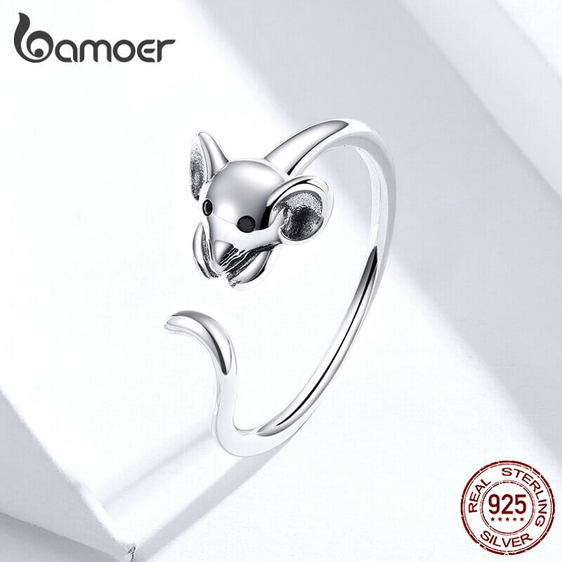 Peris Gems Adjustable 925 Silver Mouse Head Ring for Women SHEIN Amazon Temu