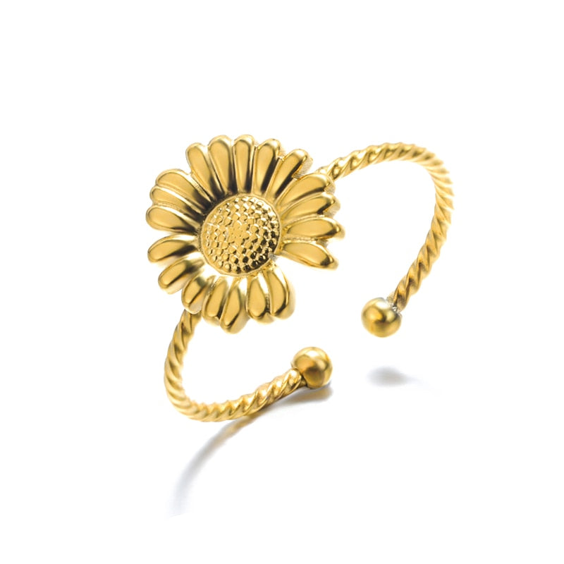 Peris Gems Adjustable / Adjustable Crystal Sunflower Rotatable Spinner Adjustable Rings for Women Crystal Sunflower Rotatable Spinner Adjustable Rings Women SHEIN Amazon Temu