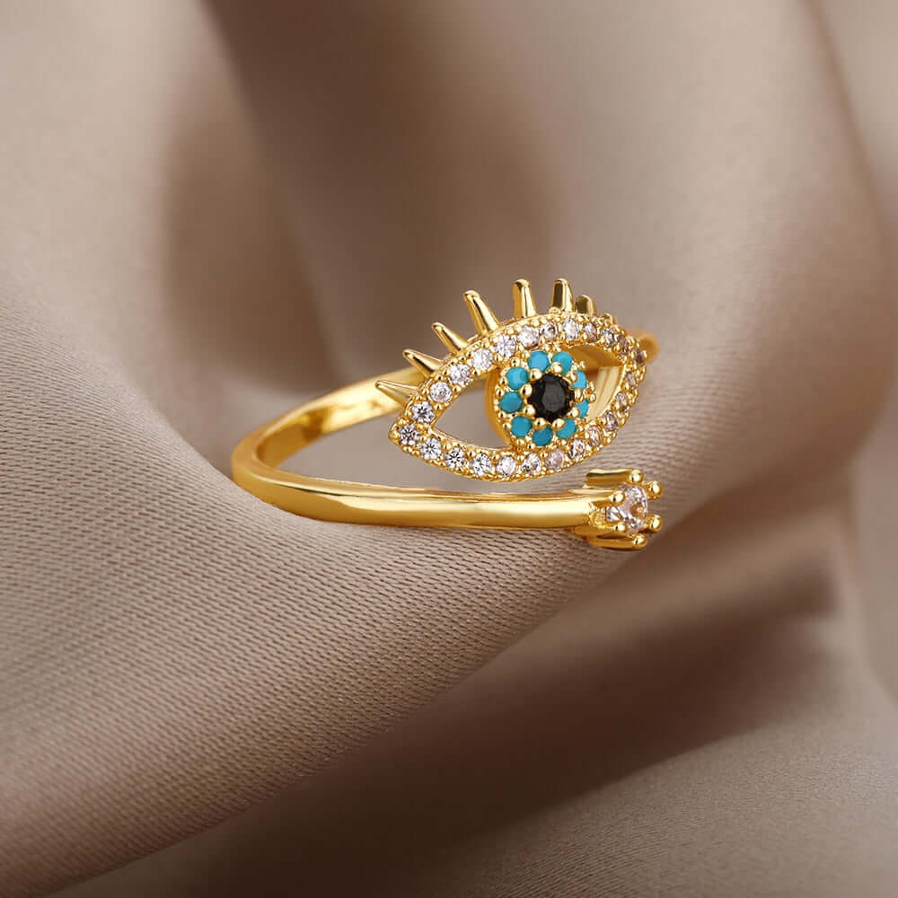 Peris Gems Adjustable Blue Diamond Evil Eye Ring for Women SHEIN Amazon Temu
