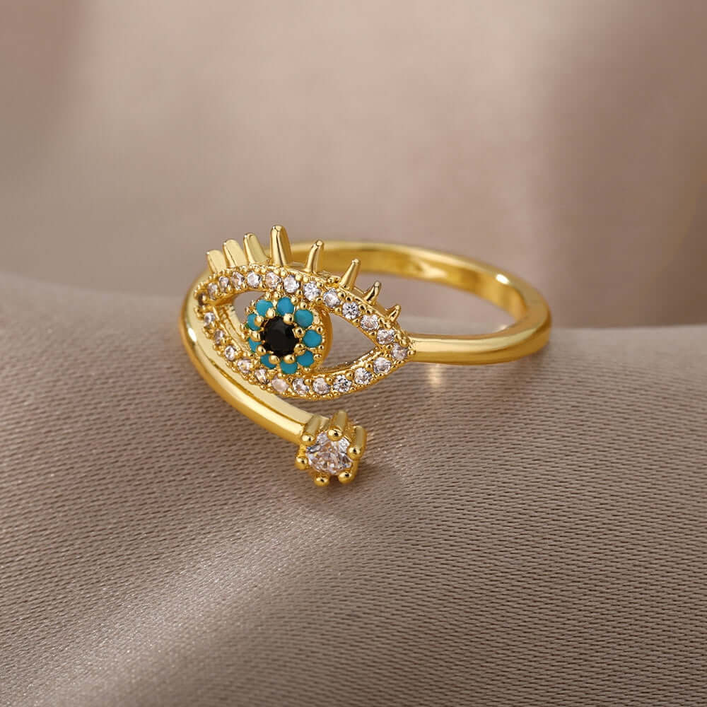 Peris Gems Adjustable Blue Diamond Evil Eye Ring for Women SHEIN Amazon Temu