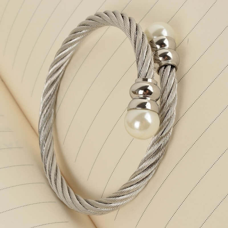 Peris Gems Adjustable Gold Cable Pearl Bangle Bracelet for Women SHEIN Amazon Temu