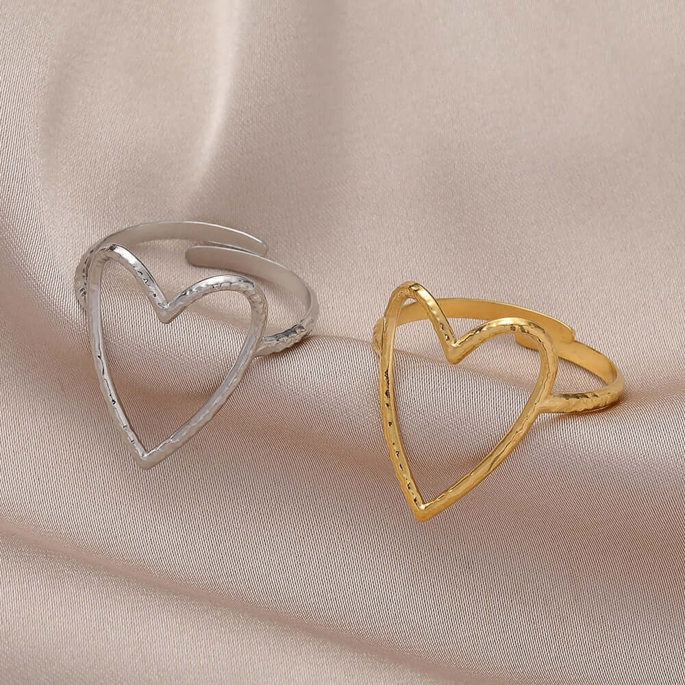 Peris Gems Adjustable Hollow Heart Love Aesthetic Rings for Women SHEIN Amazon Temu