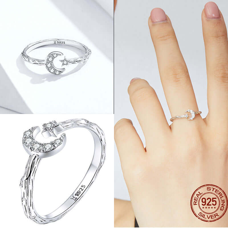 Peris Gems Adjustable Sterling Silver Ring for Women | Star Moon CZ Hug Love Rose Bird Open Rings for Women SHEIN Amazon Temu