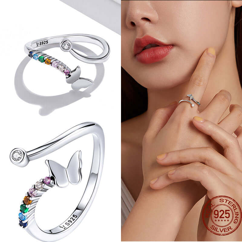 Peris Gems Adjustable Sterling Silver Ring for Women | Star Moon CZ Hug Love Rose Bird Open Rings for Women SHEIN Amazon Temu