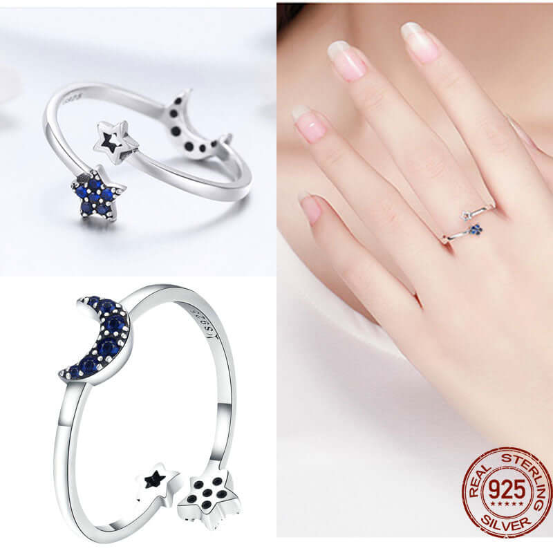 Peris Gems Adjustable Sterling Silver Ring for Women | Star Moon CZ Hug Love Rose Bird Open Rings for Women SHEIN Amazon Temu
