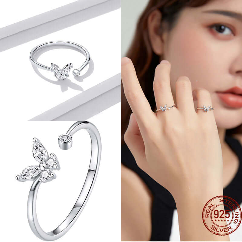 Peris Gems Adjustable Sterling Silver Ring for Women | Star Moon CZ Hug Love Rose Bird Open Rings for Women SHEIN Amazon Temu