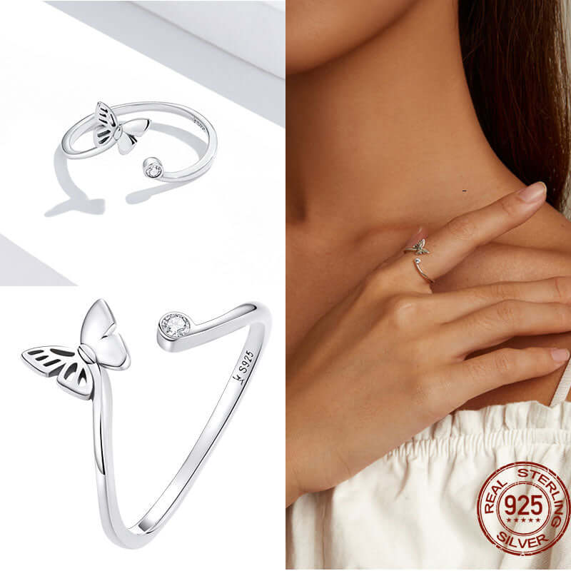 Peris Gems Adjustable Sterling Silver Ring for Women | Star Moon CZ Hug Love Rose Bird Open Rings for Women SHEIN Amazon Temu